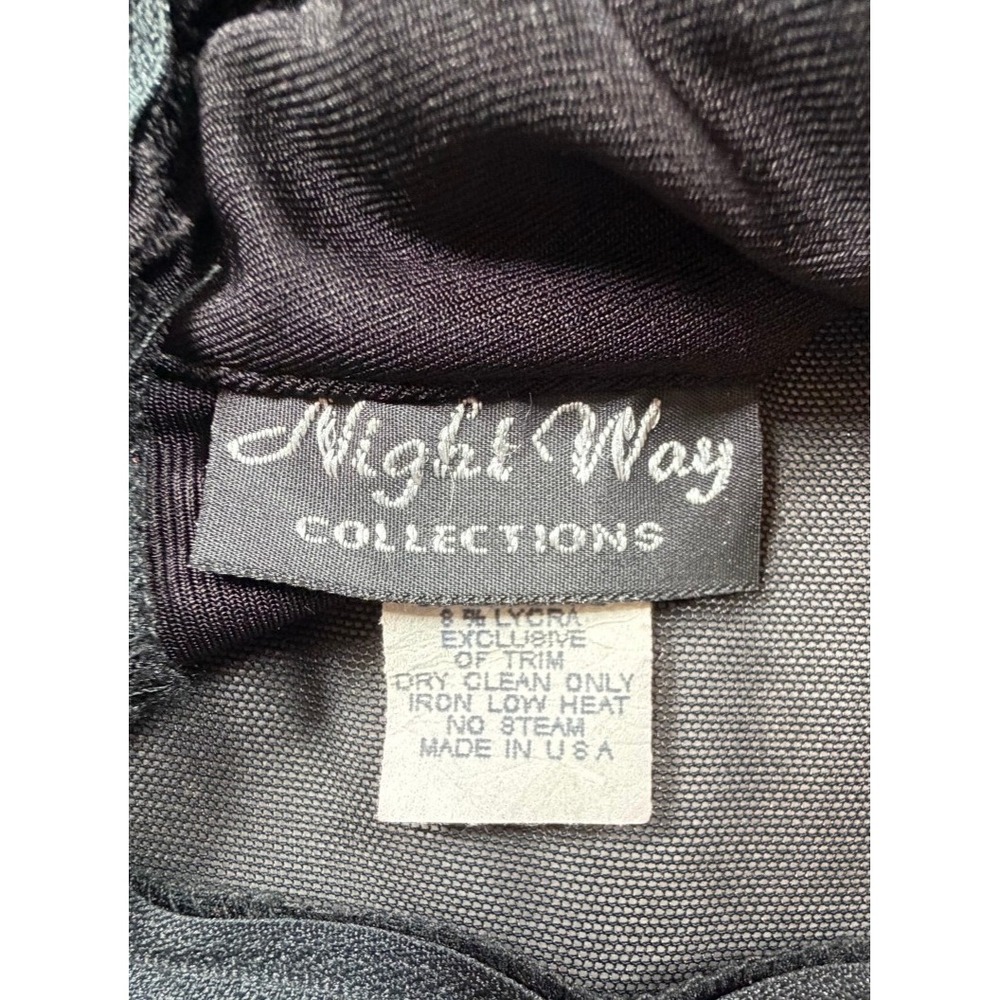 Night Way Collections Vintage Womens Size 6 Gown Black Dragonfly Glitter Mesh - Picture 4 of 11
